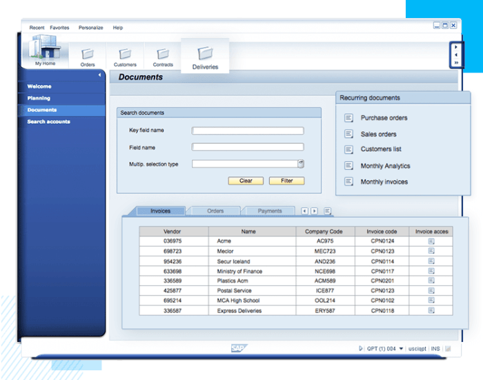 ERP software for configurability